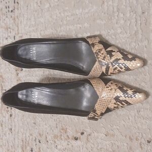 Stuart Weitzman Pointed Heel Snake Print Black Heels Size 8 N